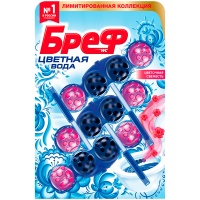 Средство для чистки унитаза Бреф Color Aktiv блок цветная вода Цветочная свежесть 3Х50 гр