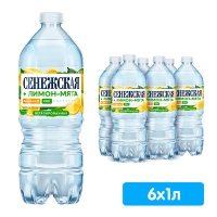 Вода Сенежская Лимон-Мята 1 литр, без газа, пэт, 6 шт. в уп.