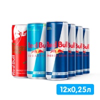 Микс Red Bull 0,25 литра, газ, ж/б, 12 шт. в уп.