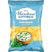 Чипсы Московский картофель рифленые со вкусом сметаны и зелени 60 гр