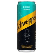 Schweppes Bitter Lemon / Швепс Биттер Лемон импорт 0.33 литра, ж/б, 12 шт. в уп.