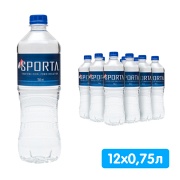 Вода Sporta 0.75 литра, без газа, пэт, 12 шт. в уп.
