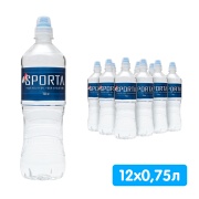 Вода Sporta 0.75 литра, спорт, без газа, пэт, 12 шт. в уп.