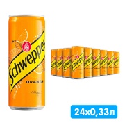 Schweppes Orange / Швепс Апельсин 0.33 литра, газ, ж/б, 24 шт. в уп.