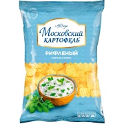 Чипсы Московский картофель рифленые со вкусом сметаны и зелени 60 гр